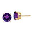 thumbnail image 1 of 14k Yellow Gold Post 10mm Amethyst Earrings 10x10mm Wide Stud Earring for Women - 6.40 cwt, 1 of 2