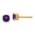 thumbnail image 1 of 14k Yellow Gold Post 5mm Amethyst Earrings 5x5mm Wide Stud Earring for Women - .80 cwt, 1 of 2