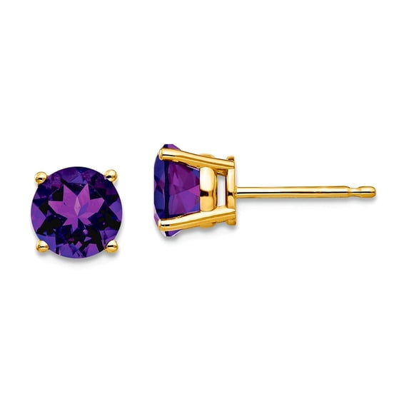 14k Yellow Gold Post 6mm Amethyst Earrings 6x6mm Wide Stud Earring for Women - 1.50 cwt