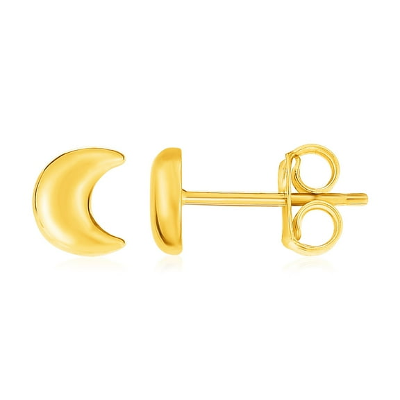 14k Yellow Gold Post Earrings with Moons