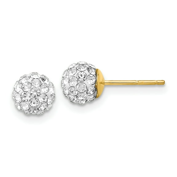 14k Yellow Gold Post Stud 6mm Crystal Ball Earrings Button Fine Jewelry For Women Gifts For Her