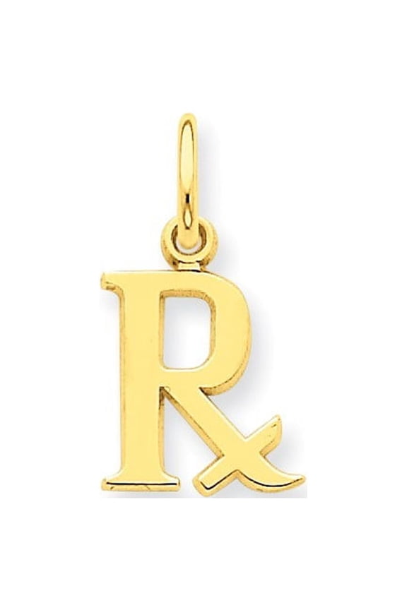 14k Yellow Gold PreScription Symbol RX Charm - .7 Grams - Measures 18.8mm