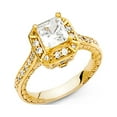 thumbnail image 1 of 14k Yellow Gold Princess CZ Engagement Ring Vintage Style Anniversary Square CZ Band Side Stone Size 7, 1 of 1