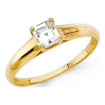 14k Yellow Gold Princess CZ Solitaire Engagement Ring Anniversary Square CZ Band Bridal Ring Size 7