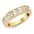 thumbnail image 1 of 14k Yellow Gold Princess CZ Wedding Band Anniversary Square CZ Ring Bridal CZ Channel Set Band Size 8, 1 of 1