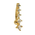 thumbnail image 1 of 14k Yellow Gold Princess Square CZ Bar Top Mount Belly Button Ring Dangle (4mm X 20mm) (Yellow Gold) Body Piercing Ring, 1 of 2