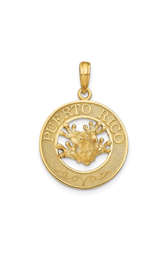 14k Yellow Gold Puerto Rico Coqui Frog Pendant Charm, Unisex, Jewelry Stores Network