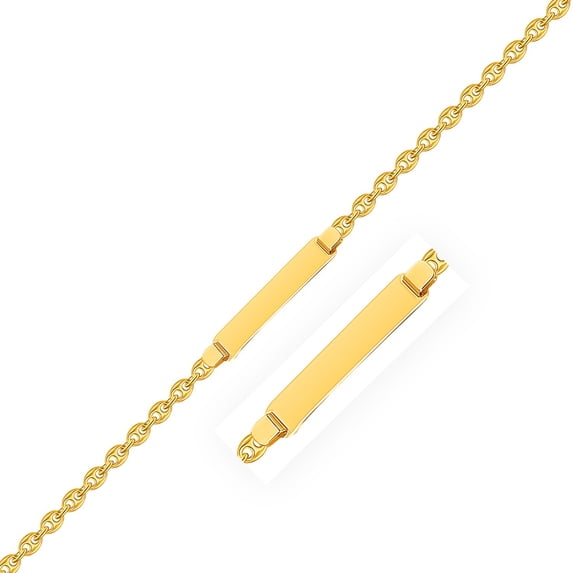 14k Yellow Gold Puffed Mariner Link Children's ID Bracelet 6 in