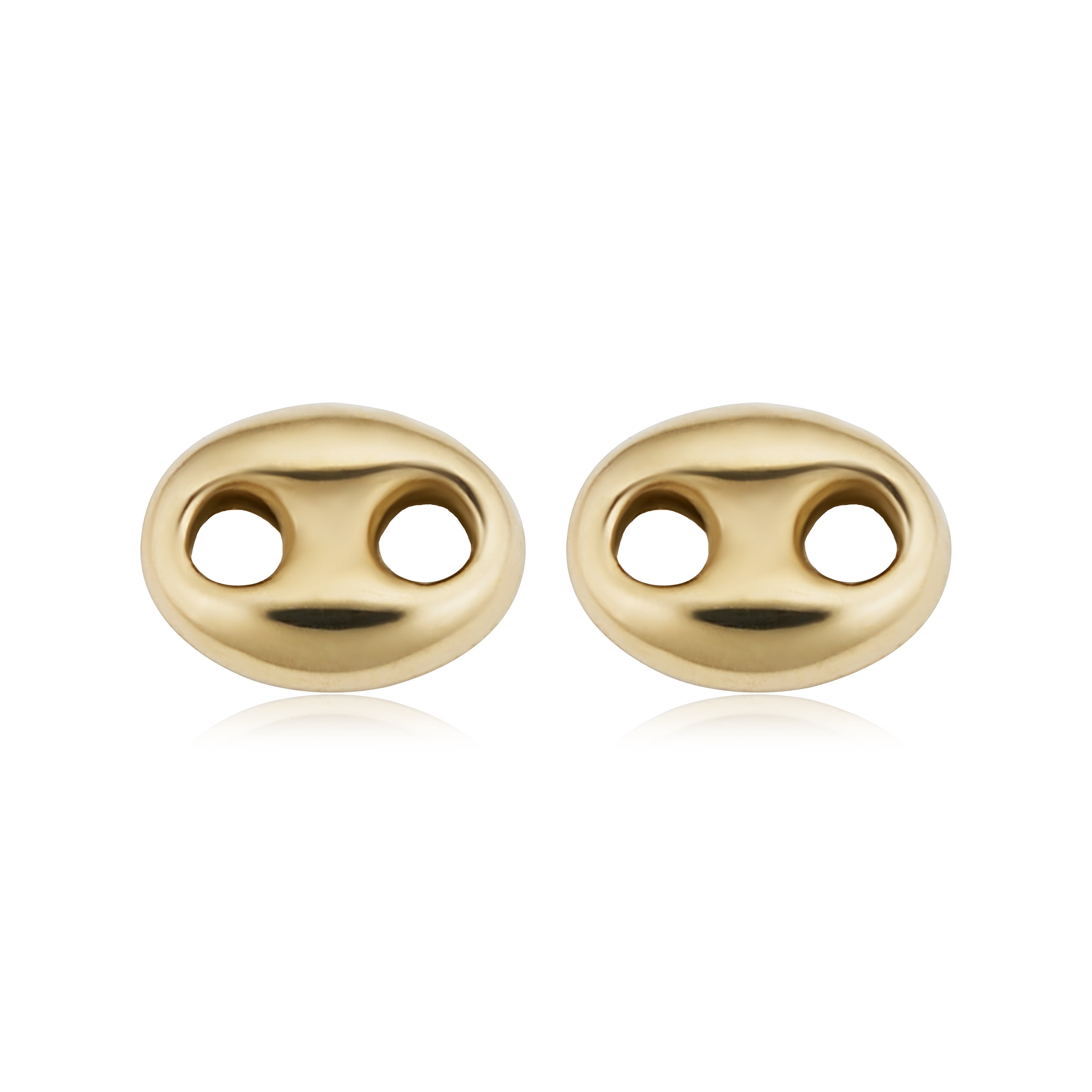 FREMADA Au Naturale 14k Yellow Gold Puffed Mariner Link Oval Stud Earrings | Minimalist Jewelry