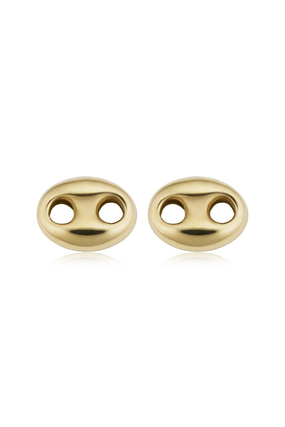 Au Naturale 14k Yellow Gold Puffed Mariner Link Oval Stud Earrings | Minimalist Jewelry