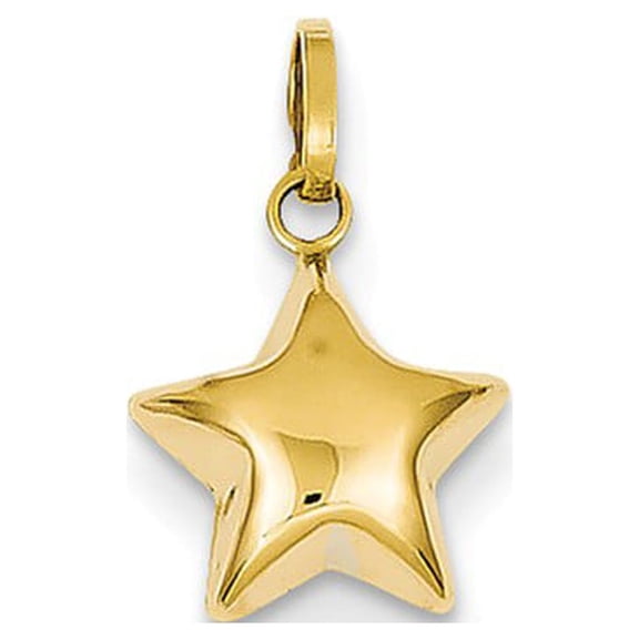14k Yellow Gold Puffed Star Charm