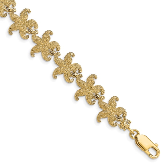 14k Yellow Gold Puffed Starfish Link Bracelet