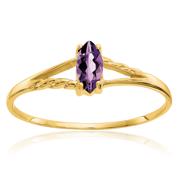 14K Solid Yellow Gold Purple Amethyst Ring Gemstone Band February Birthstone Jewelry