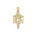 thumbnail image 1 of 14k Yellow Gold RN Caduceus Pendant for Women, Medical Symbol Charm for Nurses, Registered Nurse Jewelry for Healthcare Professionals, Nursing Emblem Necklace Accessory, 1 of 6