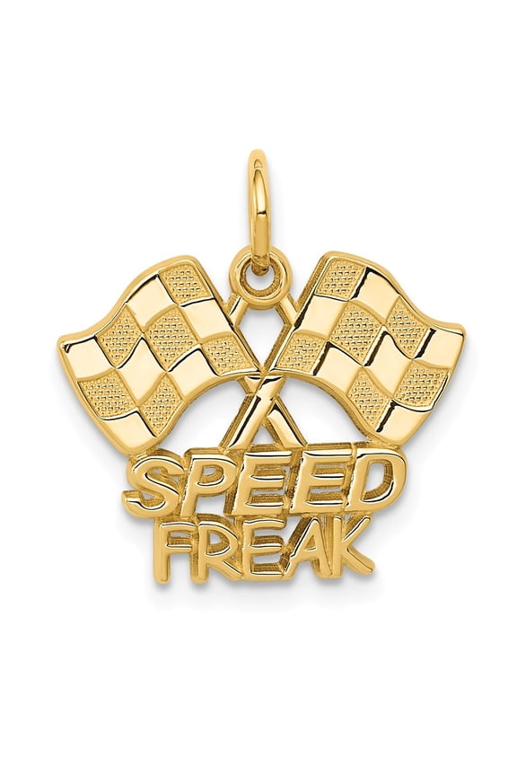 14k Yellow Gold Racing Flags with Speed Freak Charm