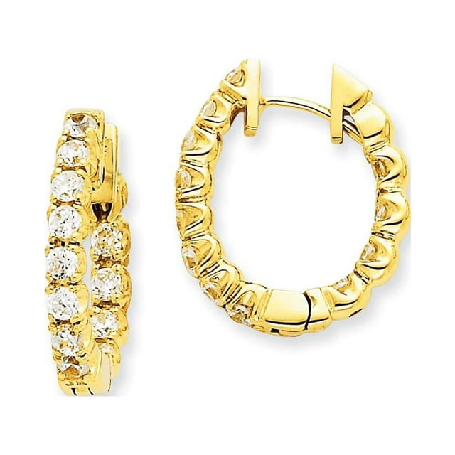 14k Yellow Gold Real Diamond Hinged Hoop Earrings - Walmart.com