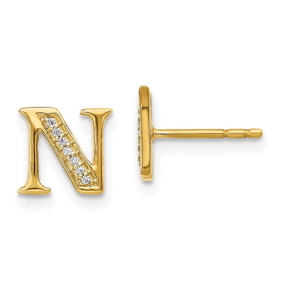 14k Diamond Initial N Post Earrings EM4170N