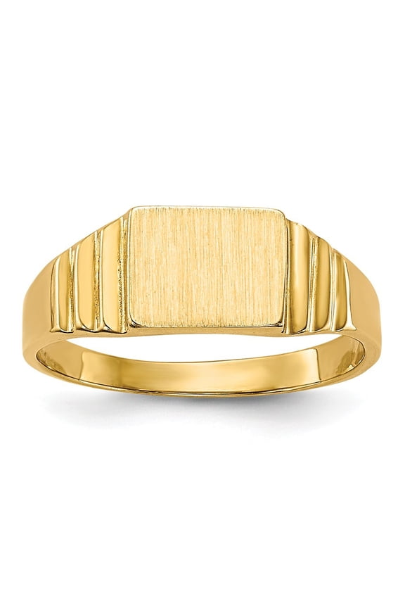 14k Yellow Gold Rectangular Baby Signet Ring - 1.4 Grams - Size 2.25