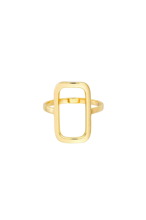 14k Yellow Gold Rectangular Frame Polished Ring Size 6 Ring for Women