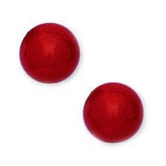 14k Yellow Gold Red 6mm Round Simulated Coral Earrings