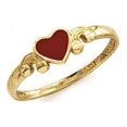 thumbnail image 1 of 14k Yellow Gold Red Enamel Heart Ring - 1.3 Grams - Size 7.0, 1 of 2