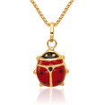 thumbnail image 1 of 14K Solid Yellow Gold Red Ladybug Necklace Chain Pendant Charm, 1 of 8