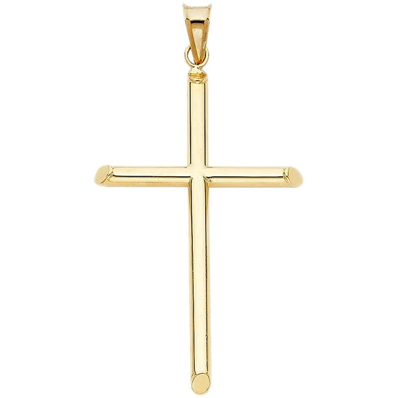 14k Yellow Gold Religious Classic Cross Charm Pendant 33mm X 20mm