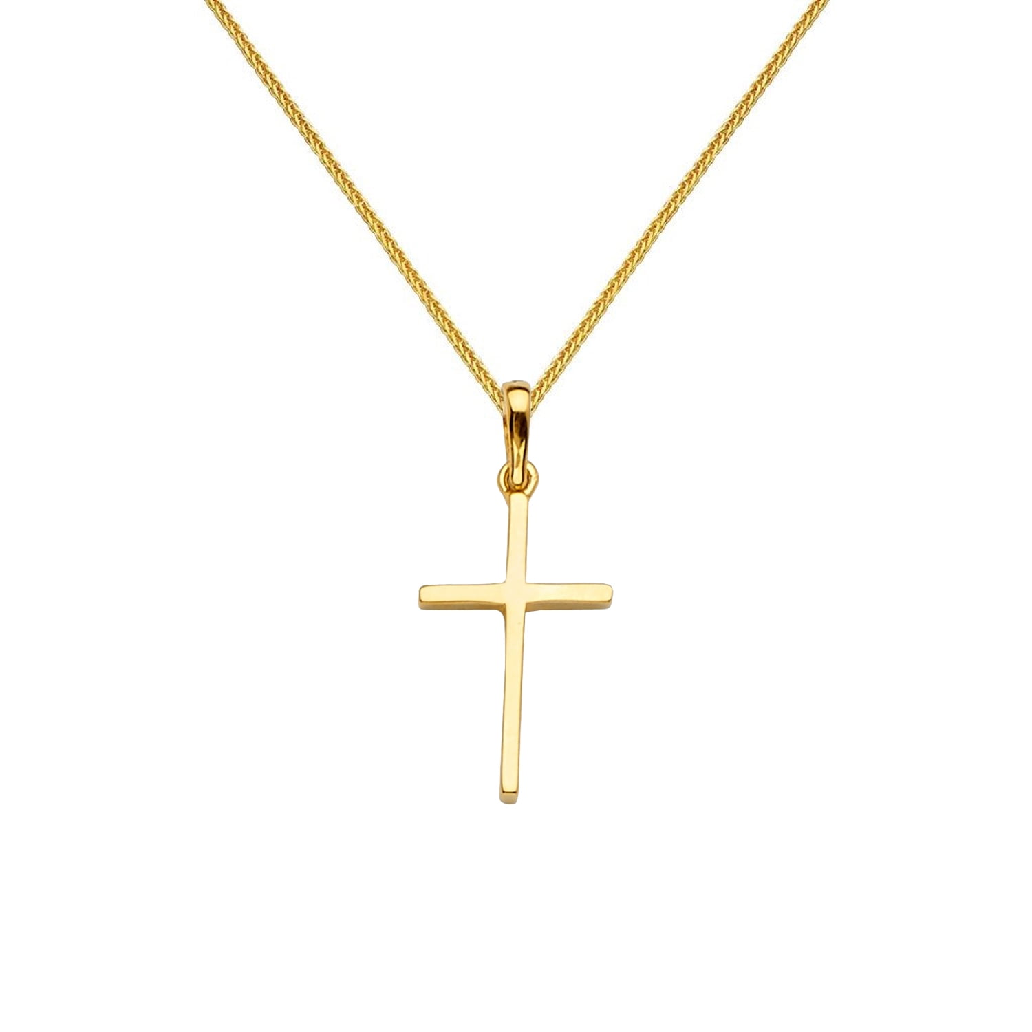 14K Yellow Gold Heart Cross Pendant Necklace store 16 7/8