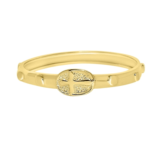 14k Yellow Gold Religious Cross Studded Wedding Band