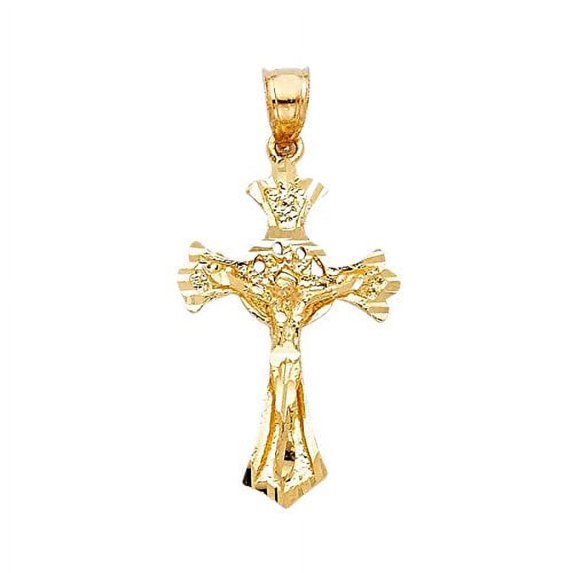14k Yellow Gold Religious Crucifix Pendant - Height 28 MM Width 18 MM/Avg. Weight 2 Grams