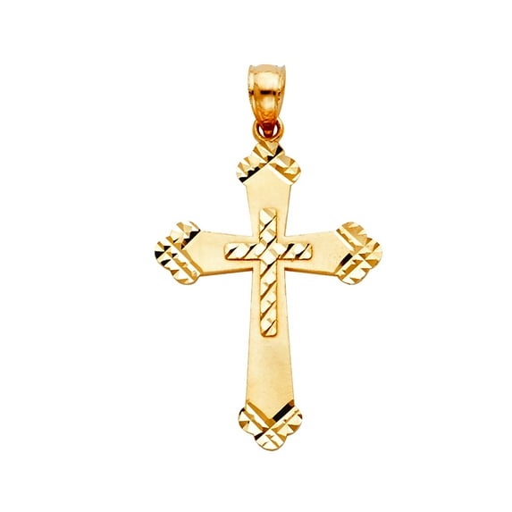 14k Yellow Gold Religious Faith Cross Pendant Necklace 20x30mm Pendant for Women - 1.9 Grams