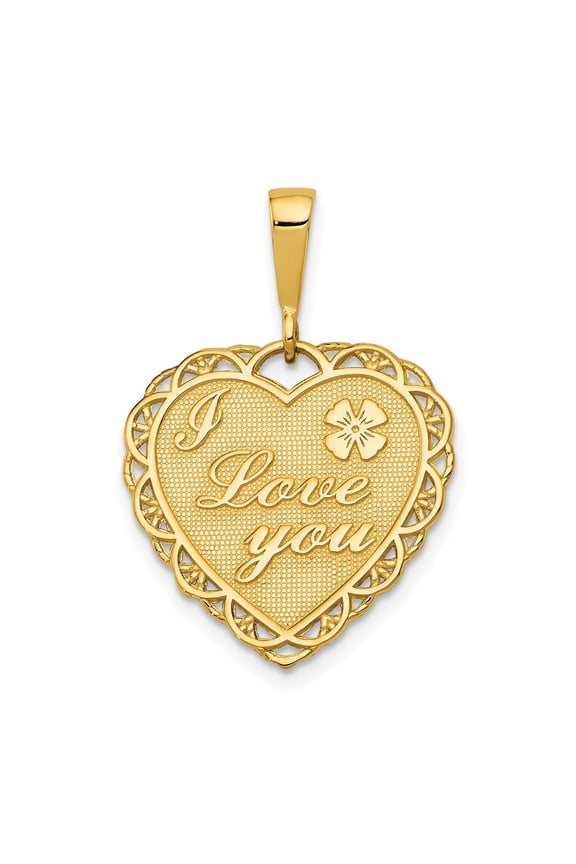 14k Yellow Gold Reversible I Love You Heart Pendant Fine Jewelry For Women Gifts For Her