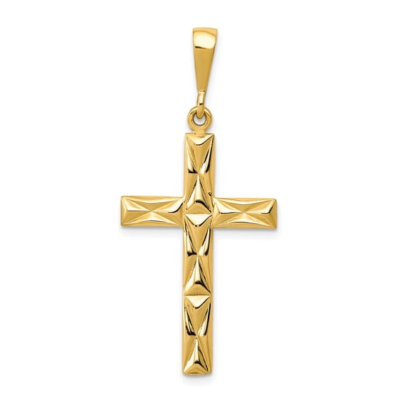 14k Yellow Gold Reversible Latin Cross Charm Pendant