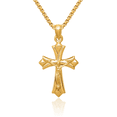 thumbnail image 1 of 14K Solid Yellow Gold Reversible Lord Jesus Christ Crucifix Holy Cross Necklace Religious Chain Pendant Charm, 1 of 13