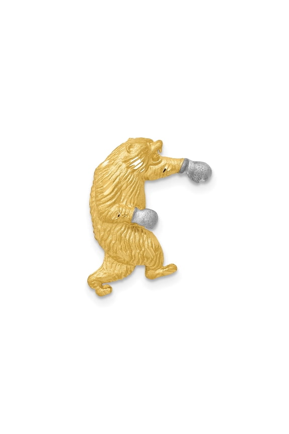 14k Multi-Tone Gold Boxing Bear Pendant with Rhodium Detail for Men or Unisex, Jewelry Stores Network