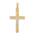 thumbnail image 1 of 14k Yellow Gold Rhodium Satin and Polished Latin Cross Pendant Charm, 1 of 4