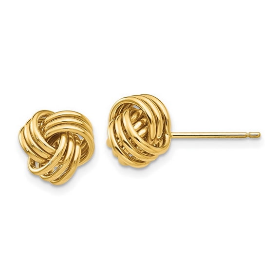 14k Yellow Gold Ridged Love Knot Post Earrings - 1.5 Grams - Measures 9x9mm