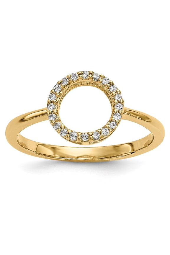14k Yellow Gold Ring Diamond 0.08 ct Open Circle