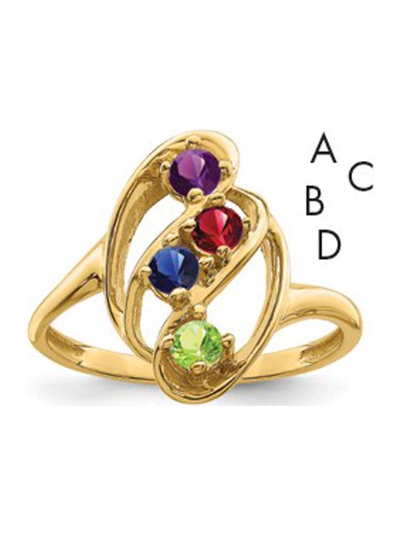 14k Yellow Gold Ring Family & Mothers Genuine 4 Stone Mother's