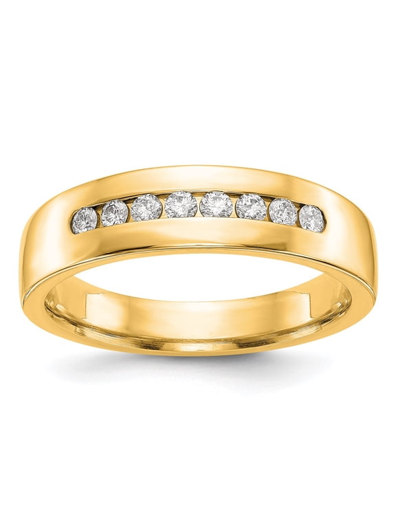 14k Yellow Gold Ring Mens Diamond 0.32 ct True Origin Men's 1/3 carat Lab Grown VS/SI D E F Channel Band