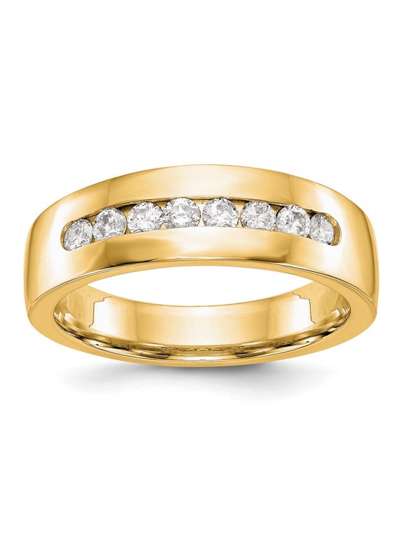 14k Yellow Gold Ring Mens Diamond 0.52 ct True Origin Men's 1/2 carat Lab Grown VS/SI D E F Channel Band