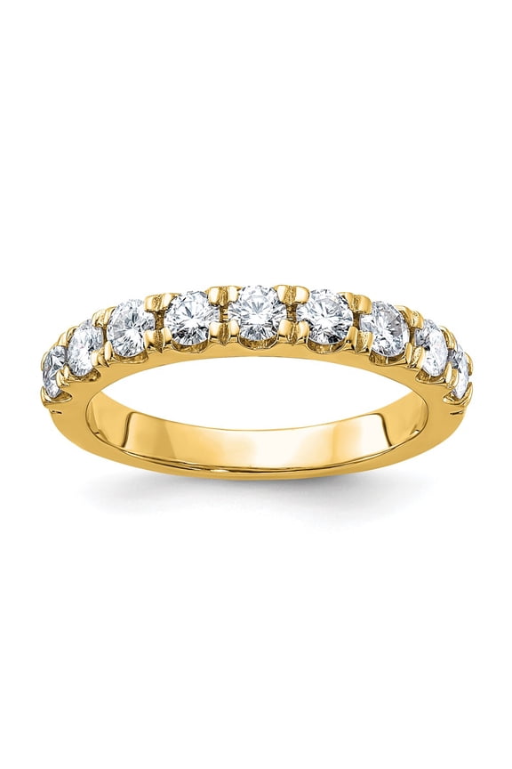 14k Yellow Gold Ring Moissanite 0.63 ct 0.585 14ky 1/2ct. 9 Stone G H I True Light Band
