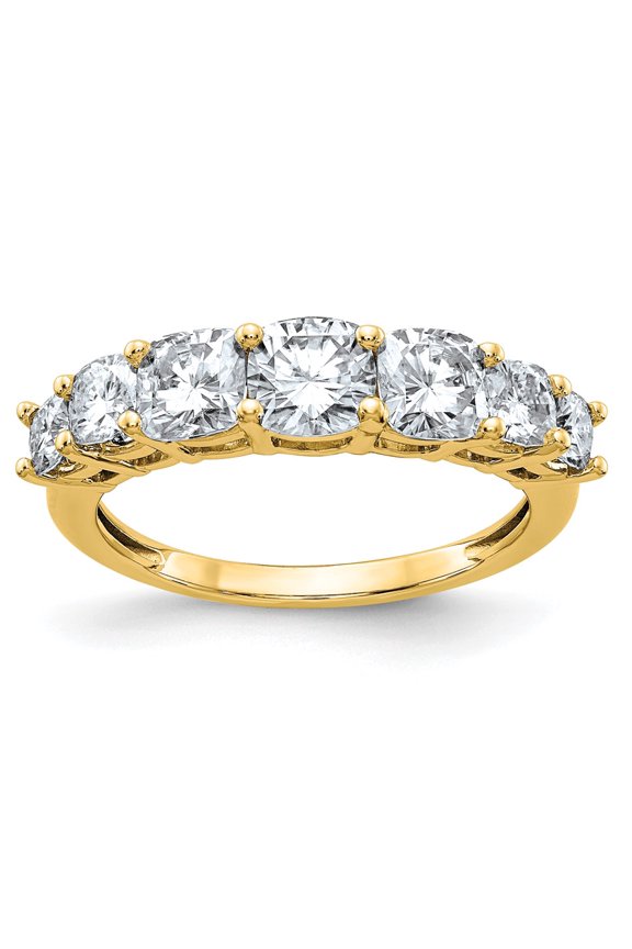 14k Yellow Gold Ring Moissanite 1.64 ct 1 7/8ct. 7 Stone G H I True Light Band
