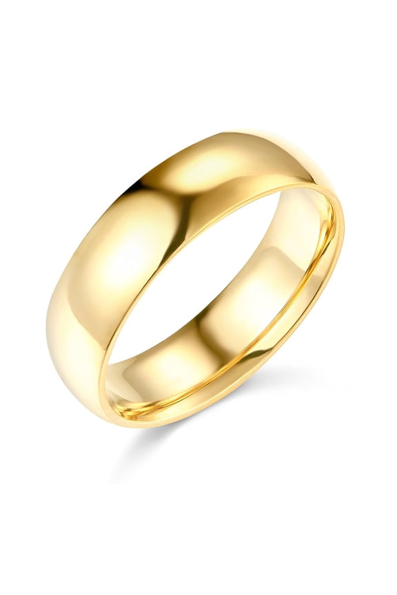 14k Yellow Gold Ring Solid Plain Wedding Band Regular Fit Polished Finish, 6 mm Size 5