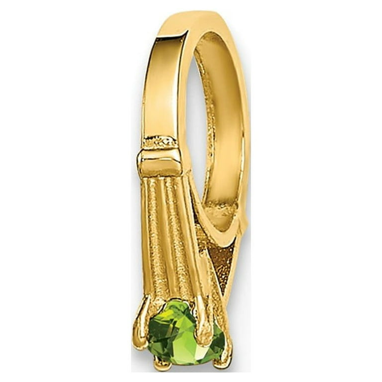 14k Yellow Gold Ring with Light Green Glass Stone Charm