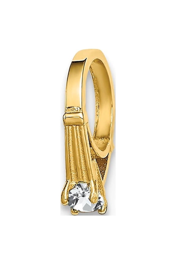14k Yellow Gold Ring with White CZ Charm