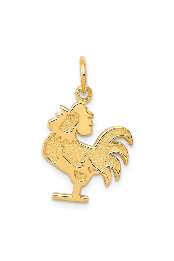 14k Yellow Gold Rooster Charm Pendant