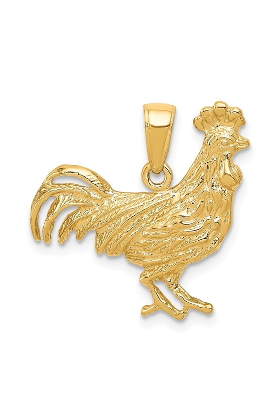 14k Yellow Gold Rooster Pendant - 1.8 Grams - Measures 21x23mm Wide