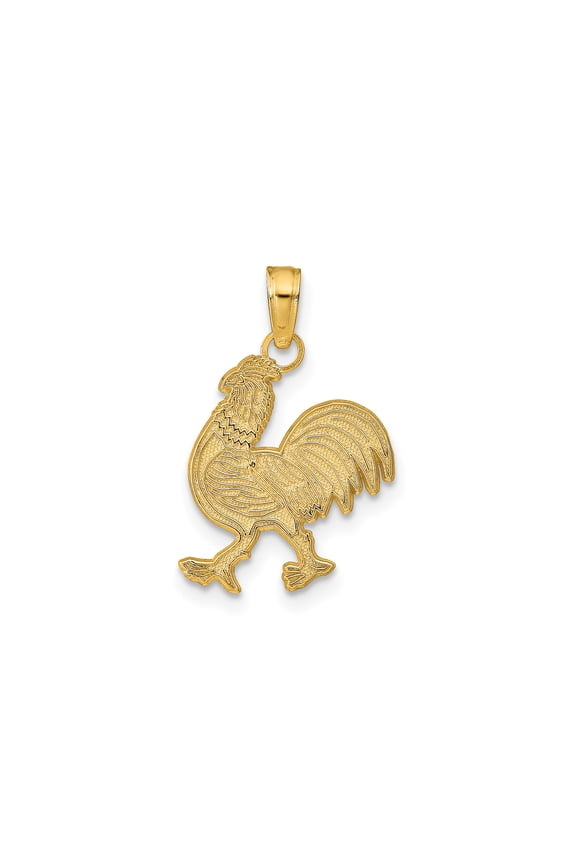 14k Yellow Gold Rooster Pendant Necklace for Men or Unisex, Animal Medallion Symbolizing Confidence, Prosperity, Zodiac Year Jewelry, Cultural Style Accessory