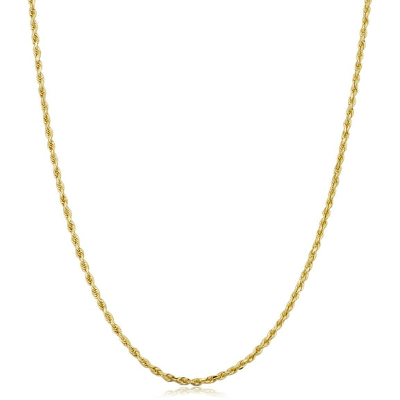 KoolJewelry 14k Yellow Gold Rope Chain Necklace (1.6 mm 14 inch)